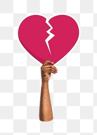 Hand holding png broken heart, transparent background