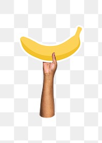 Hand holding png banana, transparent background