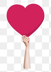 Hand holding png heart, transparent background