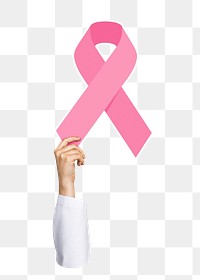 Pink ribbon png sticker, breast cancer awareness, transparent background