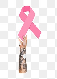 Pink ribbon png sticker, breast cancer awareness, transparent background