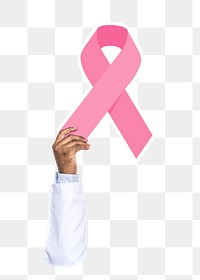 Pink ribbon png sticker, breast cancer awareness, transparent background