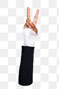 Peace png hand sign sticker, transparent background