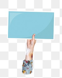 Hand holding png sign sticker, transparent background