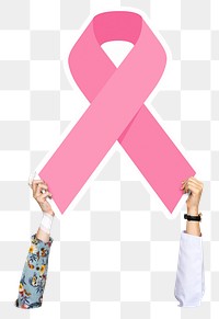 Pink ribbon png sticker, breast cancer awareness, transparent background