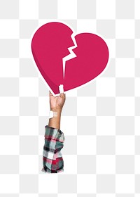 Hand holding png broken heart clipart, transparent background