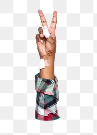 Peace png hand sign sticker, transparent background