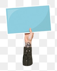 Hand holding png sign sticker, transparent background