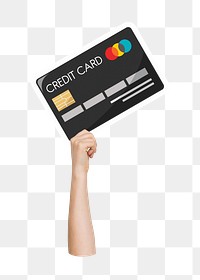 Hand holding png credit card sticker, finance graphic, transparent background