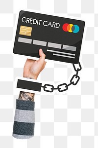 Hand holding png credit card sticker, finance graphic, transparent background