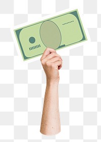 Hand holding png bank note sticker, money graphic, transparent background