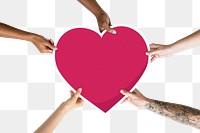 Hand holding png heart sign sticker, transparent background