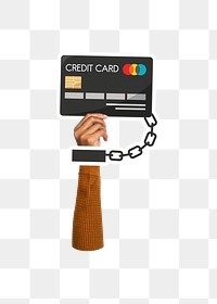 Hand holding png credit card sticker, finance graphic, transparent background