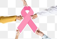 Pink ribbon png sticker, breast cancer awareness, transparent background