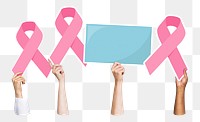 Pink ribbon png sticker, breast cancer awareness, transparent background