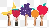 Hand holding png fruits sticker, transparent background