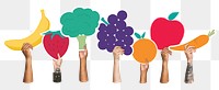 Hand holding png fruits sticker, transparent background