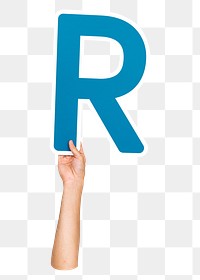 Letter R png hand holding sign, transparent background