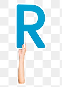 Letter R png hand holding sign, transparent background