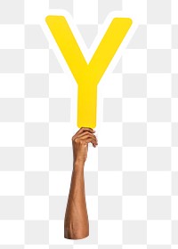 Letter Y png hand holding sign, transparent background