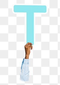 Letter T sign png hand holding sign, transparent background