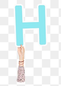 Letter H sign png hand holding sign, transparent background