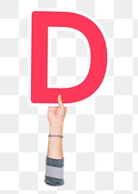 D sign png hand holding sign, transparent background