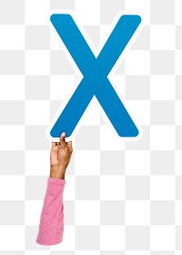 Letter X png hand holding sign, transparent background