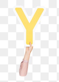 Letter Y png hand holding sign, transparent background