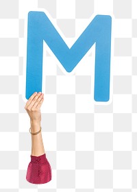 M png English alphabet, hand holding uppercase letter, transparent background