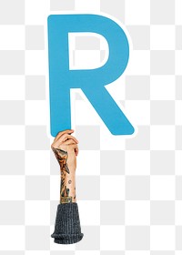 R png English alphabet, hand holding uppercase letter, transparent background