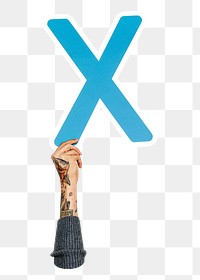 X png English alphabet, hand holding uppercase letter, transparent background