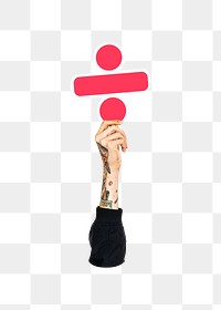 Hand holding png division sign, transparent background