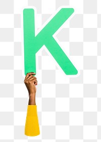 K png English alphabet, hand holding uppercase letter, transparent background