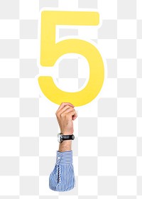 5 png number, raised hand, transparent background