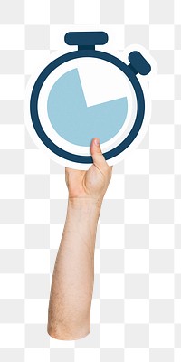 Hand holding png stopwatch clipart, transparent background