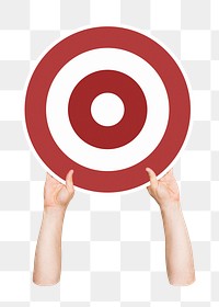 Hand holding target png clipart, transparent background