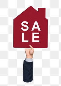 House for sale png sign sticker, transparent background