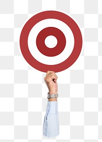 Hand holding png target icon clipart, transparent background