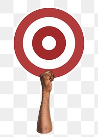 Hand holding target png clipart, transparent background