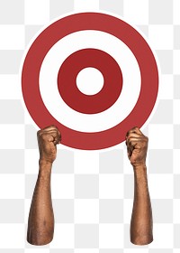 Hand holding target png clipart, transparent background