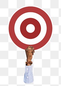 Hand holding target png clipart, transparent background