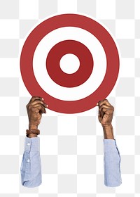 Hand holding target png clipart, transparent background