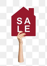 House for sale png sign sticker, transparent background