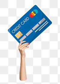 Hand holding png credit card sticker, finance graphic, transparent background