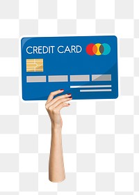 Hand holding png credit card sticker, finance graphic, transparent background