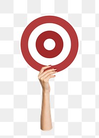 Hand holding target png clipart, transparent background