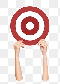 Hand holding target png clipart, transparent background