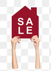 House for sale png sign sticker, transparent background