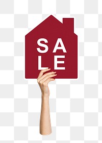 House for sale png sign sticker, transparent background